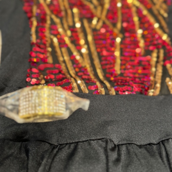 Weissman Check Me Out 12481 Black with red sequins Dance Costume MC - Picture 6 of 8